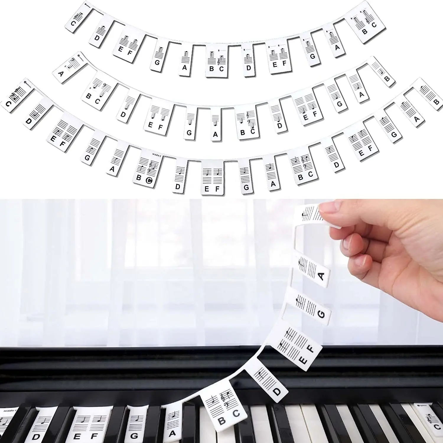 New Hot Sales Removable Piano Full 88 Keyboard Note Labels Silicone Strips Guide for Learning Comes with Box