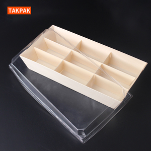 Bán buôn dùng một lần biểu tượng tùy chỉnh bằng gỗ Hộp bao bì thực phẩm cho đồ ăn nhẹ <span class=keywords><strong>cupcakes</strong></span> trứng Tart Waffle Brownie thức ăn nhanh vận chuyển - Product Image 4