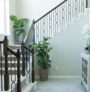 Escalera de hierro forjado de alta clase para interior, balaustre de acero cruzado - Product Image 6