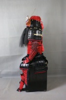 Masque Menpo à barbe longue en métal découpé à la main, rouge, style armure Yoroi de samouraï japonais, entièrement portable, pour tenue de samouraï, exposition muséale et cosplay