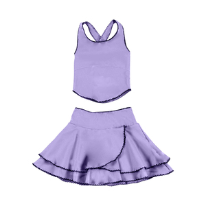Conjunto de Ropa Deportiva para Niñas con Volantes de Colores Sólidos Personalizados, Falda, Pantalones Cortos, Ropa Lind, Conjuntos a Juego para Hermanas, Ropa de Yoga para Niños - Product Image 6