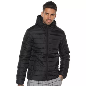 Ome Service แจ็กเก็ตทรงพองสำหรับผู้ชาย, แจ็กเก็ตทรงเข้ารูปผ้าฝ้ายสีดำมีซิปรูด - Product Image 3