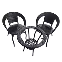 Usine Extérieur Rotin Jardin Salle À Manger 1 Table et 2 Chaises Ensemble Patio Table Chaises pour Restaurant Café Hôtel Hôtel Meubles