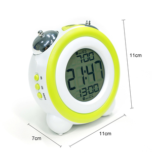 KH-CL041 12 Inch Hai Báo Động Trẻ Em Ngủ Huấn Luyện Viên <span class=keywords><strong>LCD</strong></span> Kỹ Thuật Số Snooze Điện Tử Twin Chuông Bảng Đồng Hồ - Product Image 6