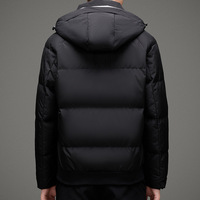 Veste d'hiver pour homme, décontractée, à capuche, chaude, imperméable, coupe-vent, d'extérieur, avec isolation en duvet de canard blanc 1000 fill power, fermeture éclair, parka matelassée