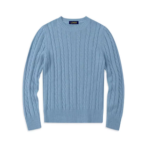 Rundhals-Pullover 100% Baumwolle Herren Zopfmuster Langarm-Sweater Herbst Winter Casual Tägliche Kleidung Großhandel Individuelles Logo Top Großmengen - Product Image 4
