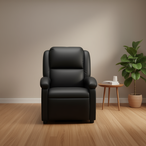 Poltrona Reclinabile Massaggiante in Ecopelle Nera, Funzionamento Manuale, Design Contemporaneo, Schienale Solido, Braccioli Imbottiti, Struttura in Legno - Product Image 2