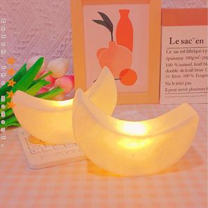 Thiết kế hiện đại LED nightlight cho phòng ngủ nhà máy tùy chỉnh đơn giản cong <span class=keywords><strong>Moon</strong></span> nhựa cơ thể Pin cho gian hàng vòng lặp Máy tính để bàn sử dụng - Product Image 1