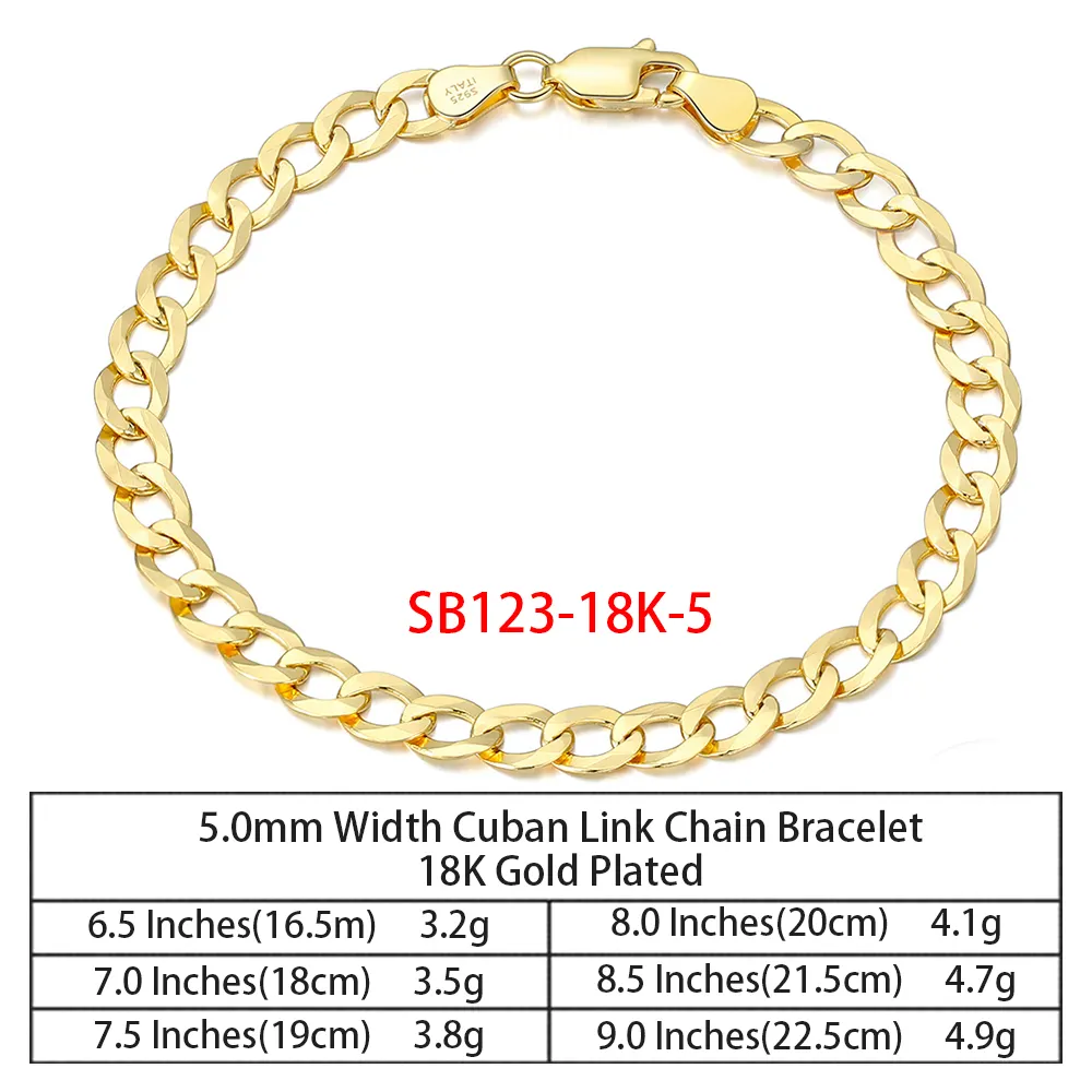 RINNTIN SC36 925 Sterling Silver Chains Hip Hop Jewelry 3.6/5/7mm Chunky Diamond-Cut Cuban Link Chain Necklace für Men Women