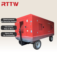 RTTW 10bar 450cfm compresseurs diesel exploitation minière 145psi compresseur d'air à vis 450 Cfm 12m3/min compresseur d'air diesel
