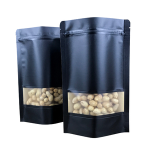 Bolsa de Papel <span class=keywords><strong>Kraft</strong></span> Negra Reutilizable con Cierre, Bolsa de Plástico con Ventana y Cierre Ziplock para Snacks, <span class=keywords><strong>Bolsas</strong></span> <span class=keywords><strong>Doypack</strong></span> para Envasado de Alimentos - Product Image 2