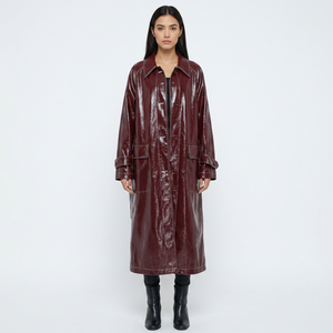 Fashion-<b>Longed</b> Solid-Color Woman-Winter Cowhide <b>Leather</b> Trenched Quick-Dry Street-Styles Overcoats Coat - Product Image 1