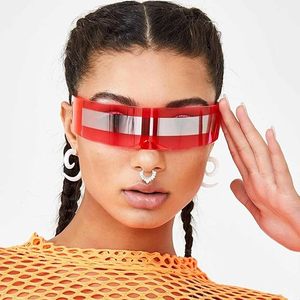 80s Futuristic Cyclops <span class=keywords><strong>Cyber</strong></span> Visor Gafas de sol Hombres Mujeres Estilo punk Cosplay - Product Image 5