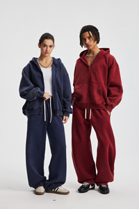 Sudadera con Capucha de Alta Calidad, Corte Cuadrado, 370 g/m², Felpa, con Cierre, Lavado Ácido, Estilo Vintage, Impresión DTG y Bordado - Product Image 3