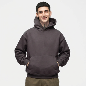 New Style Drop Shoulder Oversized No <b>String</b> Double Layer 100% Cotton French Terry 580gsm Hoodies - Product Image 1