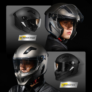 Cascos de Motocicleta Abiertos con Doble Visor, Nuevo Casco Integral de Motocicleta con Doble Lente ABS, Diseño Gráfico de Liberación Rápida, para Todas las Estaciones - Product Image 4