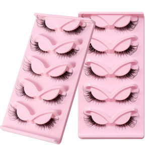 Vente en gros de faux cils allongeant la queue des yeux de la tige transparente, 5 paires de cils de renard de scène de maquillage quotidien - Product Image 1