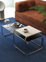 Ensemble de tables basses Lazio de style Bauhaus du milieu du siècle, en acier inoxydable, tables basses modernes minimalistes, meubles de salon pour les petites maisons
