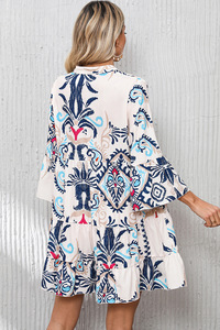 2025 Local Us Stock entrega rápida al por mayor moda Boho poliéster Tribal estampado suelto vacaciones bohemio Boho Mini vestido - Product Image 5