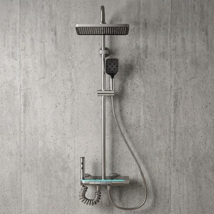 ZEPENG Moderne Ensemble <span class=keywords><strong>de</strong></span> <span class=keywords><strong>Douche</strong></span> Pluie 4 Fonctions en Aluminium Gris avec Affichage <span class=keywords><strong>de</strong></span> Température, Colonne <span class=keywords><strong>de</strong></span> <span class=keywords><strong>Douche</strong></span> Murale Type Clavier <span class=keywords><strong>de</strong></span> Piano <span class=keywords><strong>pour</strong></span> Salle <span class=keywords><strong>de</strong></span> Bain - Product Image 6