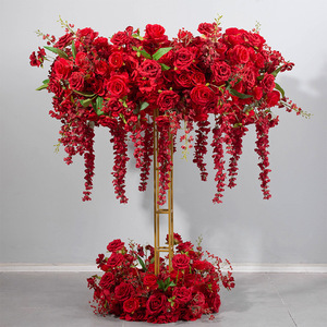 Bola de flores para decoración de boda al por mayor, con soporte, blanco, rojo, centros de mesa para boda, camino de flores con guirnalda de flores - Product Image 1