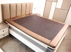 Colchón de calefacción infrarroja lejana de turmalina de Corea, con panel de control integrado, eléctrico, doble masaje, estera de cama para el cuidado de la salud