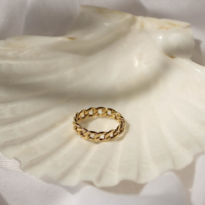 Bestseller Gold Panzerketten-Ringe Edelstahl 18K Vergoldet Zarte Anlaufbeständige Kubanische Kette Stapelringe Schmuck für Geschenke - Product Image 3