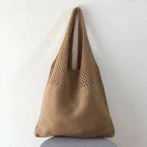 Sac à bandoulière tricoté pour femme, sac fourre-tout décontracté en crochet, souple, léger, grande capacité, sac à main d'été pour le shopping - Product Image 6