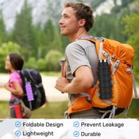 Bouteille d'eau en silicone pliable, sans BPA, réutilisable, portable, moderne, avec bouchon à vis, pour les voyages et le camping