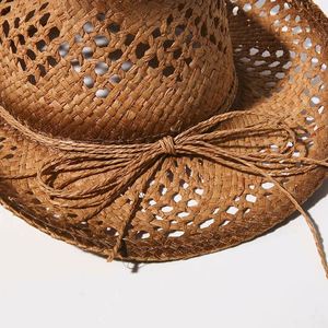 Sombrero de Paja Estilo Vaquero Occidental, Nuevo para Primavera/Verano, Protección Solar, Estilo Retro, Unisex, para Viajes, Pesca y Deportes - Product Image 6