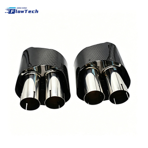 Puntas de escape cuádruples de fibra de carbono real de alta calidad para Audi A3 A4 A5 A6 A7, salida ovalada grande, estilo RS, acabado brillante, ajuste directo - Product Image 2
