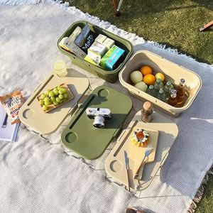 Boîte de pêche pliable en plastique durable pour activités de plein air, avec planche à découper pour pique-nique, camping et rangement - Product Image 4