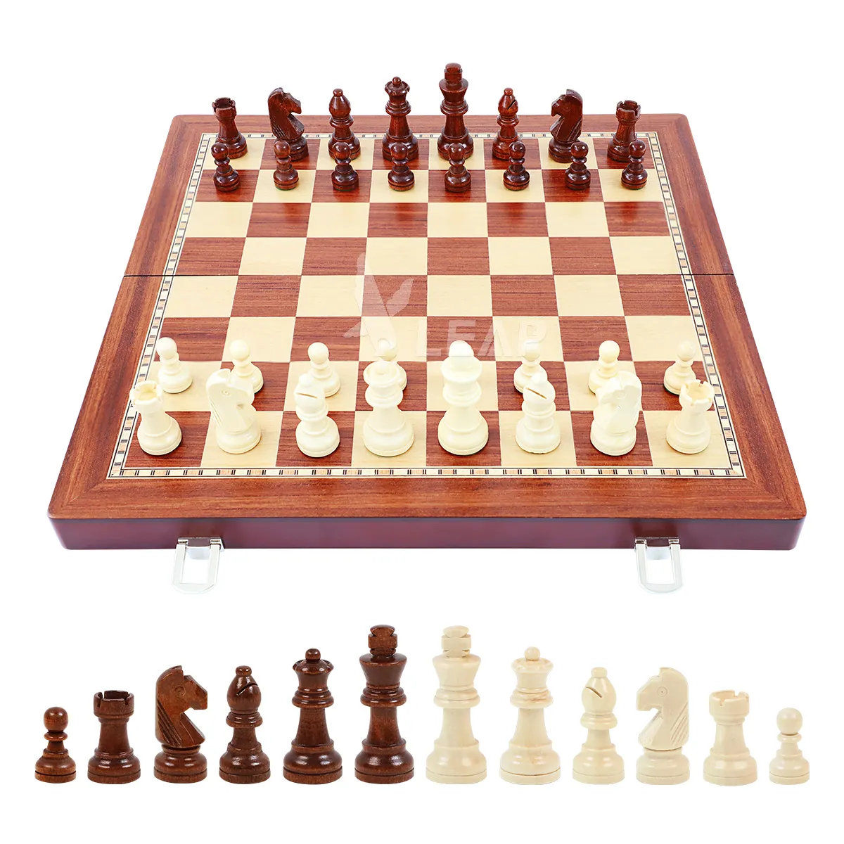 Jeu d'échecs en bois de bouleau russe 35cm 14 pouces, jeu d'échecs pliable de luxe 2.5 pouces, pièces d'échecs de tournoi stauton