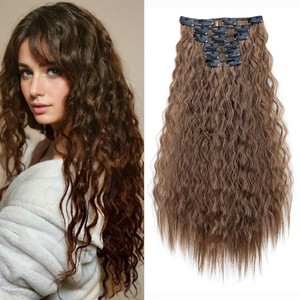 Parrucche 100% Capelli Umani Senza Colla, Parrucca Frontale HD Lace Pre-Plucked Lunga/Corta Ricci con Frangia, Biondo Beige con Mèches, Parrucca Frontale Lace - Product Image 1