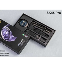 Reloj Inteligente SK45pro con Pantalla de 1.53 Pulgadas, Resistente al Agua, Monitor de Ritmo Cardíaco, Oxígeno en Sangre, Llamadas Bluetooth, Carga Inalámbrica, con 3 Correas