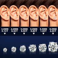 Bijoux fins plaqué or Mossanite Stud 925 Sterling Silver Luxury VVS Lab Grown Moissanite Diamond Stud Boucles d'oreilles pour hommes femmes