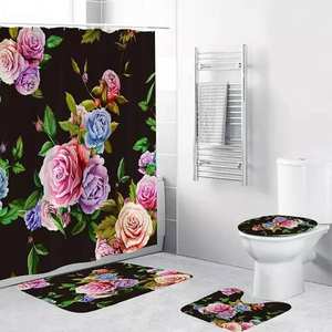 Rideau de douche imprimé floral, m, <span class=keywords><strong>costume</strong></span> de douche antidérapant étanche, pour salle de bains - Product Image 2