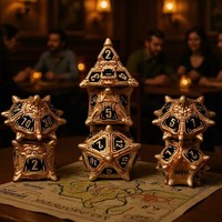 Lot de 7 dés polyédriques en alliage de zinc à surface multi-formes et à angle droit pour jeux de table Dungeons & Dragons TRPG Cthulhu