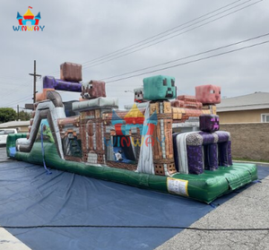 Circuito de Obstáculos Inflable Comercial con Temática de Píxeles - Desafío de Obstáculos de Bloques para Fiestas Infantiles y Eventos al Aire Libre - Product Image 3
