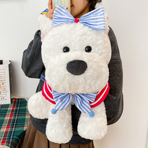 Peluche de Perro Personalizado, Juguete de Peluche Suave, Cachorro Blanco con Lazo, para Regalo Infantil y Decoración del Hogar - Product Image 2