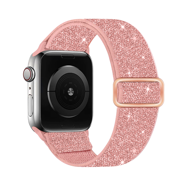 Bling Nylon Stretchy Bands Nylon I Watch Bands with Adjustable Touch Fastener Buckle for Women Girls