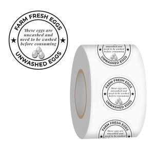 Etiquetas para cartones de huevos frescos de granja, pegatinas de advertencia para huevos sin lavar para mercados de agricultores, rollo adhesivo redondo de 2 pulgadas, diseño personalizado - Product Image 3