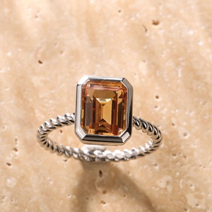 DEYIN Paston gioiello ghiacciato con pietra preziosa da laboratorio anello Padparadscha tagliato con anello di fidanzamento per le nozze regalo per le donne