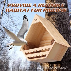 Nichoir en bois pour pigeons, couleur bois naturel, durable, pour extérieur, pour la reproduction et le repos, taille M - Product Image 3