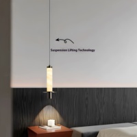 Lustre moderne minimaliste naturel espagnol en albâtre porche Bar lumières décoratives chambre à coucher lustre de chevet lampe centrale intelligente
