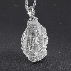 Tibetan Silver Buddhist Pendant Necklace Religious Themed Stainless Steel Pendant for Men Jewelry Making Acero Inoxidable - Product Image 4