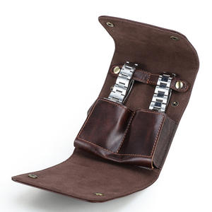 علب ساعات جيب مربعة الشكل من الجلد الطبيعي المتين مع بطانة من الجلد المدبوغ الصديق للبيئة، عبوة من قطعتين - Product Image 2