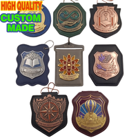 Badge de sécurité professionnel en métal de haute qualité avec étui en cuir à découpe encastrée, badge personnalisé pour membre des forces armées