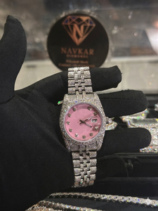 Reloj NAVkar de Lujo para Mujer con Diamantes, Esfera Rosa, Correa de Plata de Ley 925, Cuarzo Analógico, Caja Redonda de 31 mm - Product Image 3