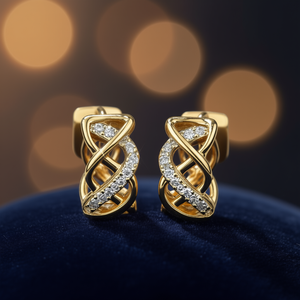 Orecchini E4287 in Oro Giallo con Diamanti Naturali Taglio Brillante Rotondo, Gioielli di Lusso da Donna per Uso Quotidiano - Product Image 2